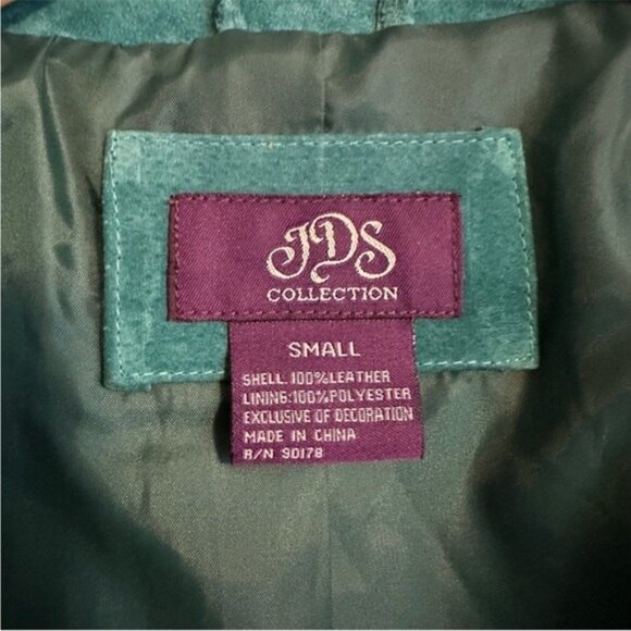 VTG JDS Collection Teal Suede Zip Jacket Gold Trim Women’s Size Small Elegant - Picture 10 of 13